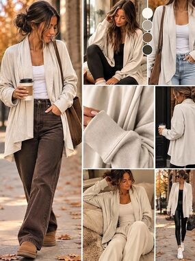 Old Navy | Soft French Terry | Open Front Cardigan | Oatmeal | Medium
